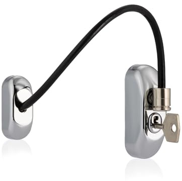 XFORT Viper Key Locking Cable Window Restrictor in Polished Chrome, Durable Window Safety Lock for Child Safety and Window Security