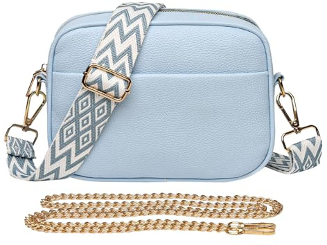 Crossbody Bag Damen, Umhängetasche Damen Klein Handtasche Leder Crossbody Bag mit Reißverschluss Breitem Schultergurt Bauchtasche Damen-Umhängetasche Klein Reisen Einkaufen Schultertasche