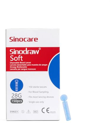 Sinocare Lancette per Glicemia, Aghi per Glicemia 28G dolore basso (150 Pz)