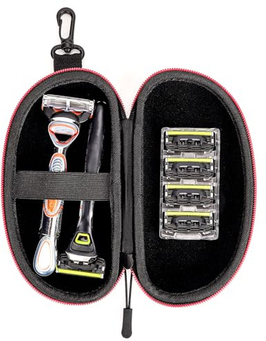 Linkidea Reise-Rasierkoffer, Hartschalen-Rasierhalter & Organizer, tragbarer Koffer kompatibel mit Gillette Fusion 5, ProGlide, Mach 3, Sensor 3, Dorco Pace 6 Pro (Schwarz)