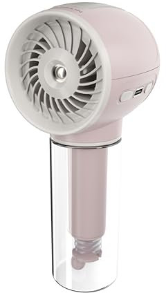 Nitecore izzCool - 10 humidificadores portátiles con ventilador de aire acondicionado, 2600 mAh, pulverizador de agua, ventilador de refrigeración de escritorio de mano (rosa)
