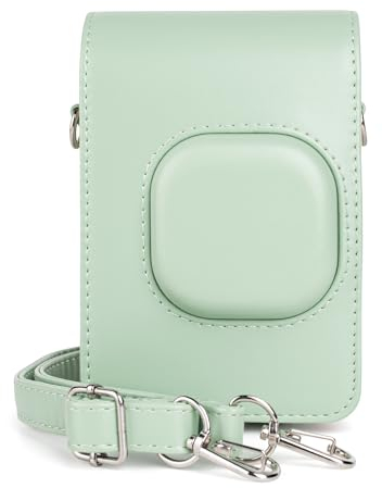 kinokoo Schutzhülle für Fuji Instax Mini LiPlay Hybrid Sofortbildkamera, PU Leder Kameratasche für Instax Mini LiPlay mit verstellbarem Schultergurt - Matcha Grün