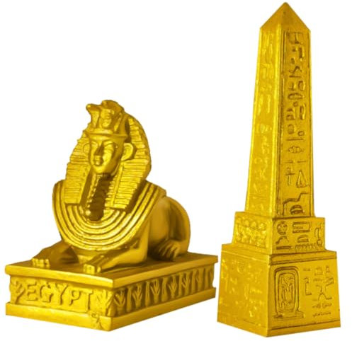 QUMIIRITY Statue Ägypten Mit Ägyptischem Obelisk Und Sphinx-skulptur Als Tischdekoration Für Büro Oder Wohnzimmer Aus Kunstharzhandwerk Mit Feinen Details Und Schöner Optik