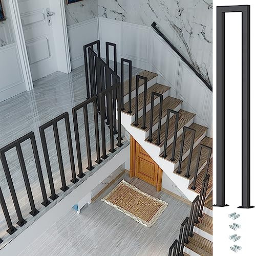 Balaustre in ferro nero in stile industriale per scale, corrimano a forma di U/M, mandrini per ringhiera quadrata, per portico, terrazza, uso interno/esterno, 40 cm, 1 pezzo