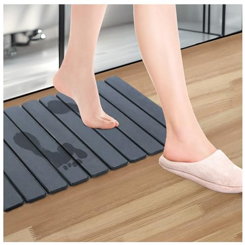 Langierspur Tapis de bain pliable en pierre, antidérapant à séchage rapide, super absorbant, facile à nettoyer et à ranger, tapis de salle de bain compact pour baignoire et douche, 60 x 39,1 cm