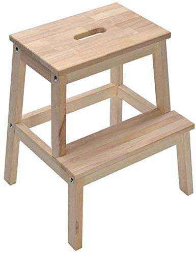 SFSLBFB Silla Plegable, Taburete de Madera Maciza, Escalera multifunción de 2 Niveles, Banco para Zapatos, Taburete para Escalar, escaleras de Tijera multifunción/Color Madera
