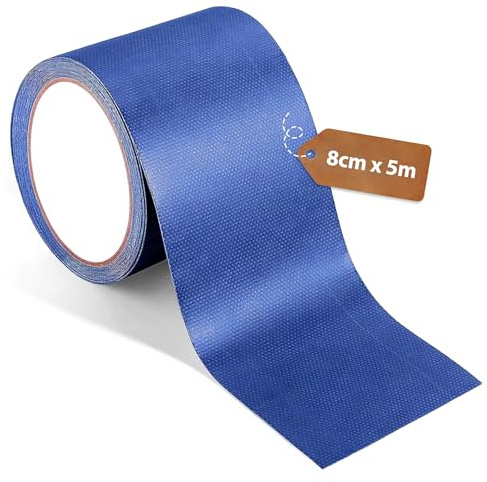 Zevmi PVC Markisen Reparatur Klebeband: 8CM x 5M Lkw Plane Reparaturset Eparatur Wasserdichtes Band Flicken für Abdeckplane Markise Zelt Blau
