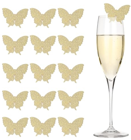 PATIKIL Butterfly Drink Tags, Acrylic Wine Glass Charms Reusable Drink Markers for Party Wedding Birthday Events Accessories