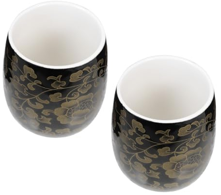 DECOMELODY 2 piezas Tazas de Cerámica Japonesa para Té de Resistentes al Calor con Diseño Elegante y Funcional para Oficina y Hogar para Infusiones de Jazmín Té y Oolong
