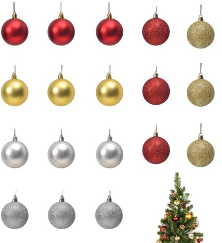 OIXYEY 18 Piezas Bolas Navidad 2025, Decoración Árbol Navidad Esferas Brillantes, Juego Adornos Navideños para Hogar Familiar, Fiestas de Invierno y Celebraciones Tradicionales
