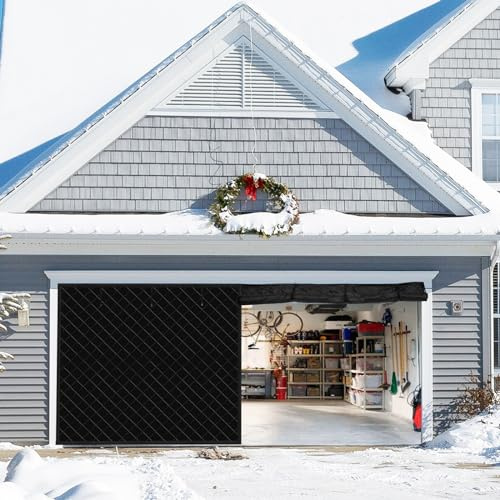 Garage Door Screen for Winter, Fit 8x7FT Garage Door Insulation Kit for 1 Car Garage, Magnetic Thermal Insulated Garage Curtain, Waterproof Windproof Soundproof
