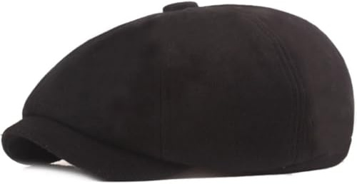 CHENWEIHAI Barett Baskenmützen Für Herren Baskenmützen Vintage Künstler Maler Baskenmütze Hut Frauen Solide Kappe Männer Retro Achteckiger Hut Flache Kappe (55-59Cm Verstellbar/Schwarz)