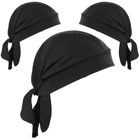 3 Bandanas para Hombre, Gorro de Calavera Transpirable de Secado Rápido, Protección UV para Ciclismo y Deportes, Pañuelo Cabeza Ajustable Estilo Pirata para Running Motociclismo