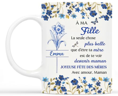 Cadeau Plus Mug Personnalisé Prénom - À Ma Fille - Devenir Une Maman - Cadeau Fete Des Mères, mug personnalisé fete des meres, a ma fille cadeau (Modèle #3)