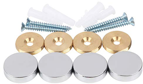 Mirror Screws,Brass Cap Decorative Mirror Nails,1,Polished Chrome,4 Pack