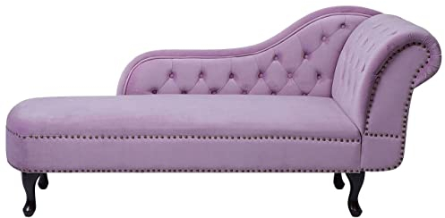 Beliani Retro Chaiselongue Samtstoff rechtsseitig rosa Nimes