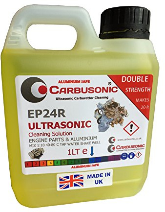 Carbusonic Carburettor Machine Parts Ultrasonic Cleaning Fluid, 1LT | For Engine Parts, Valves, Seats, Rockers & More, Double Concentrated, For Ultrasonic Tanks & Baths