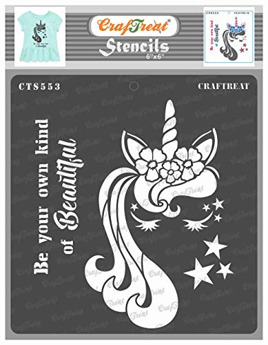 CrafTreat Unicorn Stencil for Painting on Wood, Canvas, Paper, Fabric, Floor, Wall and Tile - Unicorn - 6x6 Inches - Reusable DIY Art and Craft Stencils for Home Decor - Stencil Unicorn Stencils