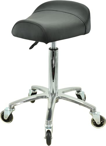 VAKON SALON - Breitsitz Rollhocker höhenverstellbar von 55-75 cm auf Premiumrollen, Drehhocker, Rollhocker, Praxishocker, Bürohocker
