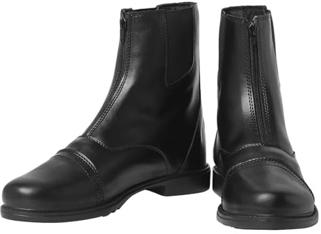 TuffRider Men’s Starter Front Zip Paddock Boots | Durable, Easy to Clean Water-Resistant Horse Riding Boots for Men - Black - 8
