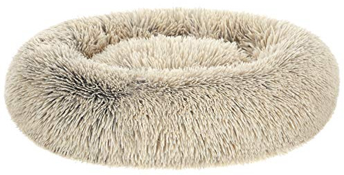 Feandrea fluffig hundsäng, kattbädd, munkkudde, tvättbar, avtagbar mittstoppning, lång plysch, 70 cm diameter, ombré khaki PGW039S01
