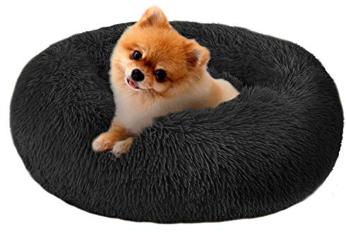 Mirkoo Calming Dog Bed, Donut Cuddler Cat Bed, Round Bed for Small Medium Large Dogs with Raised Rim, Machine Washable (Up to 11/15/25/35kg)