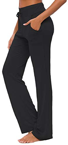 KESSER Yogahose Jogginghose Damen mit Taschen Freizeithose Straight Leg Modal Sporthose Kordelzug Damenmode Culotte Lounge Running Lang Frauen Hose