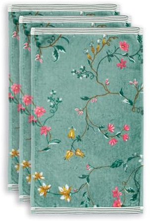 Pip Studio Gästetuch-Set Les Fleurs 3X Farbe Grün, Größe 30x50 x 3