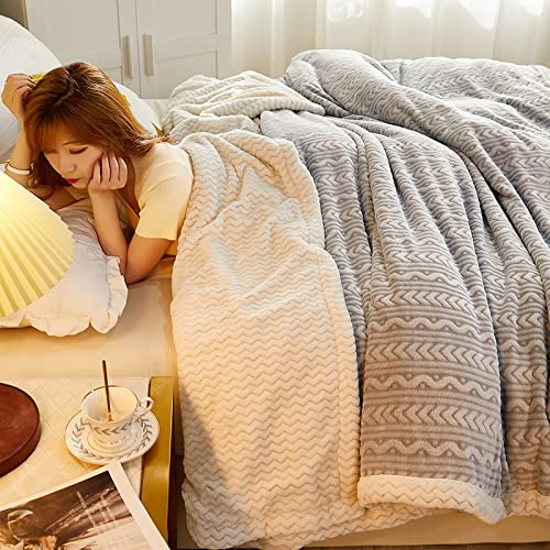 YFXRLC Deckenüberwurf Doppel Einzel Decke, Plüsch Bettdecken Wendbare 3D Schneesamt/Beibei Samt Luxus Warmhalten Blanket Couch Sofa Bett Decke Für Alle Jahreszeiten Tagesdecke,Grey1-150x200cm(2kg)