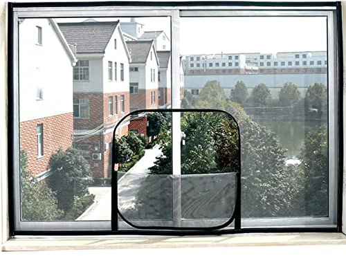 Yuing Custom Sizes NEW Cat Safety Net for Window, Double Zipper Self-Adhesive Netting, Window Protection for Cat Bird, Anti-Mosquito Insect Bugs Fly Screen Window Mesh Net
