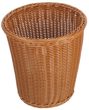 Homoyoyo Rattan Woven Trash Can for Kitchen Rattan Woven Wastebasket for Home Imitated Style Trash Storage Can