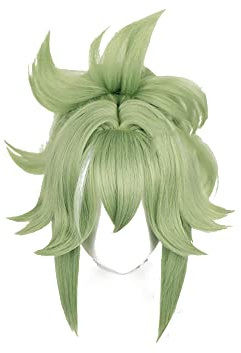 PWEINCY Peluca de pelo corto para mujer, color verde, 33 cm