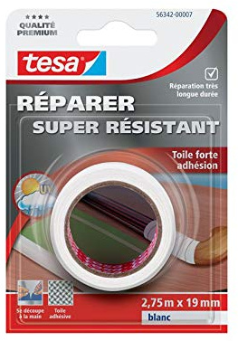 TESA - Adhésif toilé renforcé de réparation blanc 2,75m x 19mm