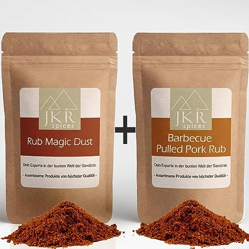 JKR Spices Magic Dust Rub 450g und Pulled Pork Rub 450g Kombi Paket | BBQ Rub | BBQ Grill Fleisch Marinade | Gewürzmischung | Rub Grillgewürz | Ideal für Marinaden