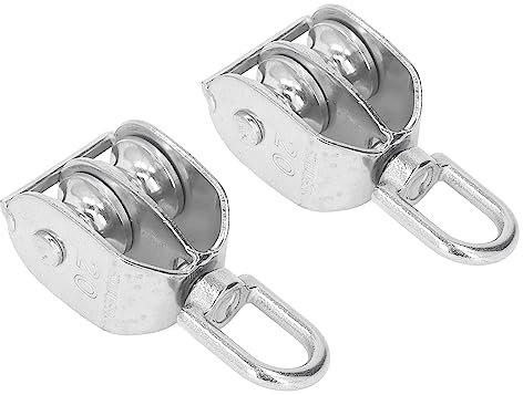 Mrisata Bloque de Rodillos de Polea Doble 2 Piezas Tipo U M20 Bloque de Polea Doble Acero Inoxidable 75 Kg Cojinete de Carga Rueda de Bloque de Rodillos de Polea Doble de Elevación