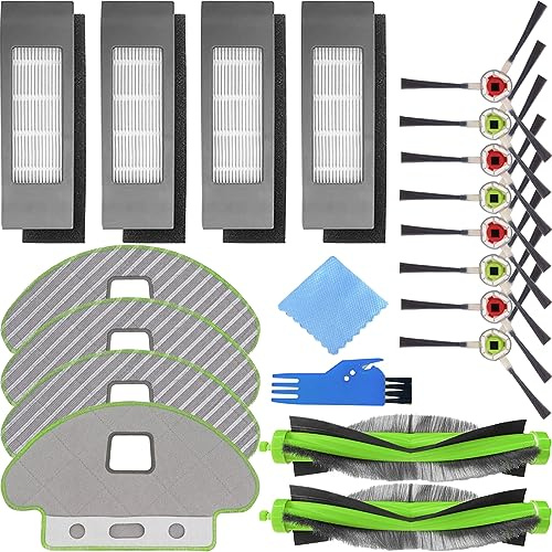 EATBALE Replacement Parts Kit for iRobot Roomba Combo 113 R113840 R111840 Robot Vacuum Cleaner, Accessories 2 Roller Brush + 4 Filter + 8 Side Brush + 4 Mop Cloth + 1 Cleaning Brush + 1 Rag (18Pcs)
