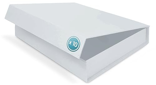 VerpackungsWelt Geschenk-Box Mit Deckel | 31 x 22 x 5 cm (10er Pack) | Karton Mit Magnet-Verschluss | Perfekt für Geburtstag, Hochzeit, Weihnachten, Geburt | Verpackung in Weiß