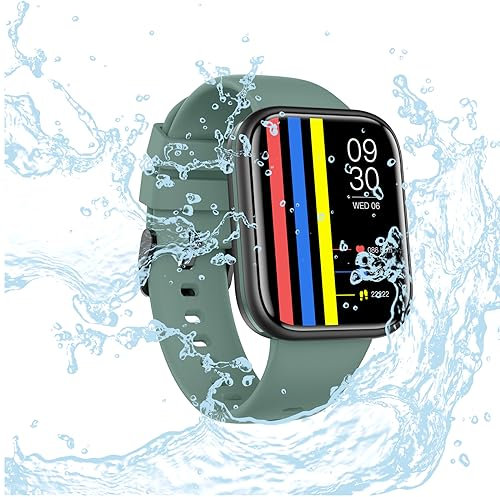 Smartwatch Herren Damen IP68 Wasserdicht Fitnessuhr Sportuhr Bluetooth-Anrufe mit Herzfrequenz-Schlafmonitor 7 Tage Lange Akkulaufze Itmehrfach Sportmodi für IOS Android Grün