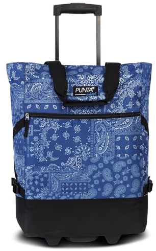 Punta Wheel Print Einkaufstrolley Einkaufsroller Einkaufswagen Shooping Trolley 10008, Farbe:Denim/Weiss