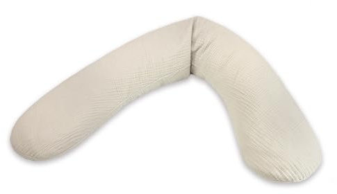 Theraline Stillkissen 190cm inkl. Bezug Sandbeige, Musselin Dinkelfüllung