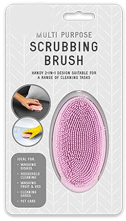 Zale Yardley Cleaning Brush, Silicone Scrubbing Brush, Non Scratch Sponges, Cleaning Scourer Brush, Reusable Silicone Sponge, For washing vegetables, Fruit, Dishes and Pots, Kitchen Accessories (Pink)