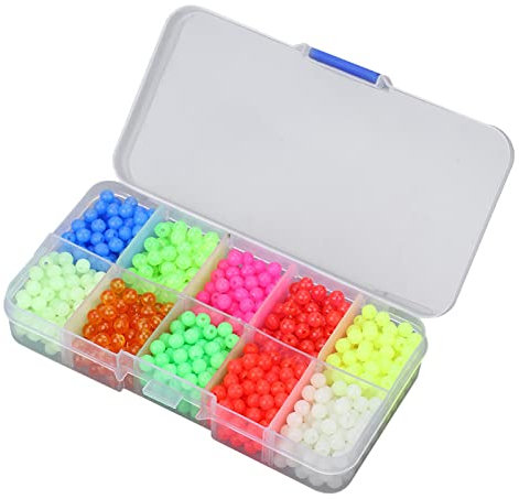 Gavigain 1000 Stück schwimmende Kugelstopper, leuchtende Angelperlen, runde Kunststoffperlen, Angelgerät, Köder, Werkzeuge, Angelperlen, Köder, Eier, Kit, Angelzubehör für Outdoor-Angeln