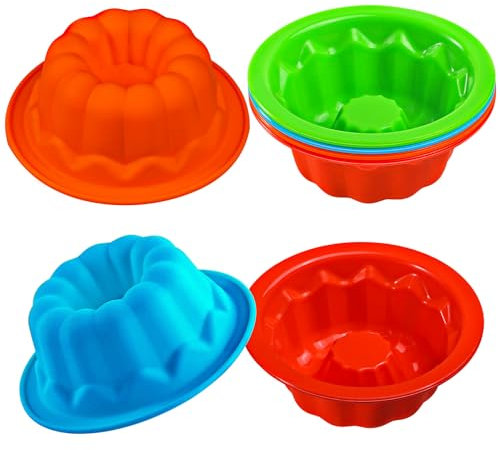webake Webake Silicone Mini Bunt Cake Molds 2.8 Inch Fluted Tube Cake Pan, Non-stick Baking Cups Reusable Muffin Donut Pan, 8 Pack