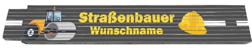 2m Zollstock - Straßenbauer - mit Wunschname - Text - Spruch - individuell personalisiert - Glieder-Maßstab - Meterstab bedruckt - für Männer Opa Papa Vatertag Wunschtext Weihnachten Baustelle