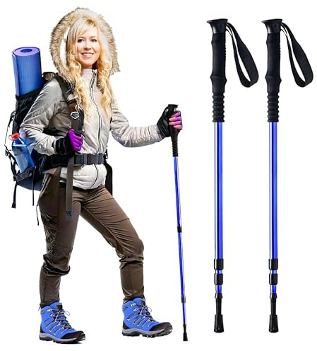 ADEPTNA 1 Pair Premium Telescopic Hiking Poles - Lightweight and Durable Aluminium Alloy Construction for Ultimate Outdoor Performance or general walking - Adjustable Height 65cm - 135cm