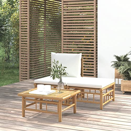 Festnight Lounge Sofa Gartensofa mit Tisch Bambus Balkonmöbel Klein Balkon Lounge Sofa Outdoor Garten Loungemöbel Set Gartenbank Sitzgruppe Gartenmöbel Balkonlounge Balkonsofa