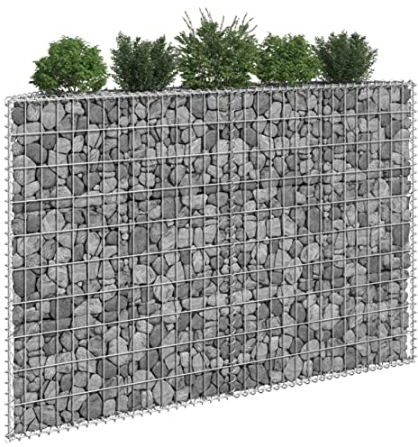 ShCuShan Gabionen-Hochbeet Trapezform Verzinkter Stahl Hochteich 150x20x100 cm Gabionen Rund