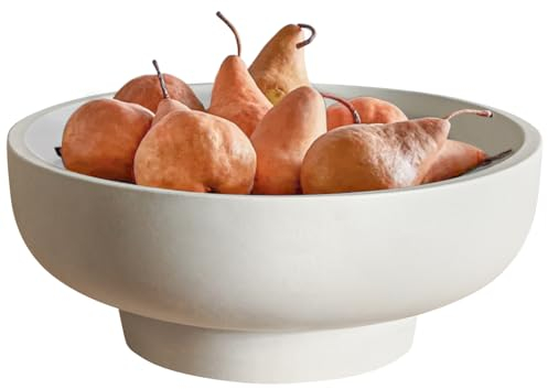 saiguomi Frutero grande de hormigón para cocina y entrada, cuenco decorativo moderno de 10.7 pulgadas con almohadillas antideslizantes, cuenco de cemento sólido hecho a mano para llaves, frutas