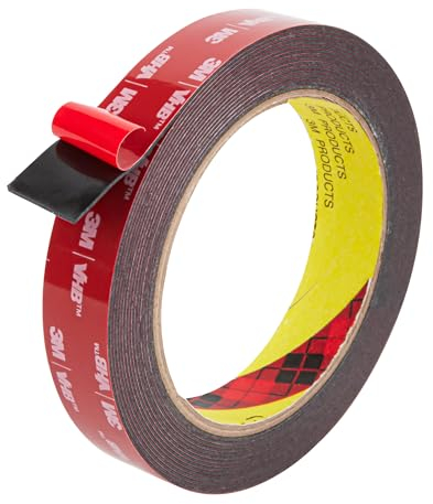 FIXCHORD 3M Nastro Biadesivo Extra Forte, Nastro Adesivo di Montaggio Forte e Impermeabile per Strisce Luminose a LED, Auto, Decorazioni per Casa e Ufficio, Nero (15.4FT×0.78IN)