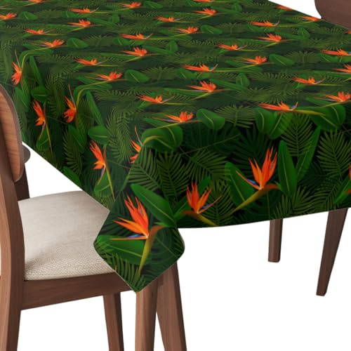HEKO PANELS Tischdecke 140 x 110 cm Abwaschbar Tischtuch Gartentischdecke Fleckschutz Wasserabweisend Tafeldecke Dschungel Pflanzen